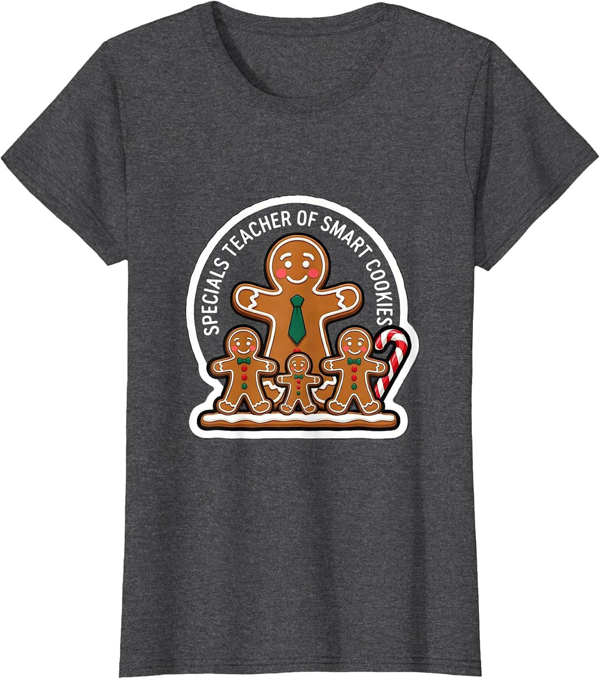 Women's Specials Teacher Of Smart Cookies Cute Gingerbread Christmas T-Shirt - Dark Heather Grey