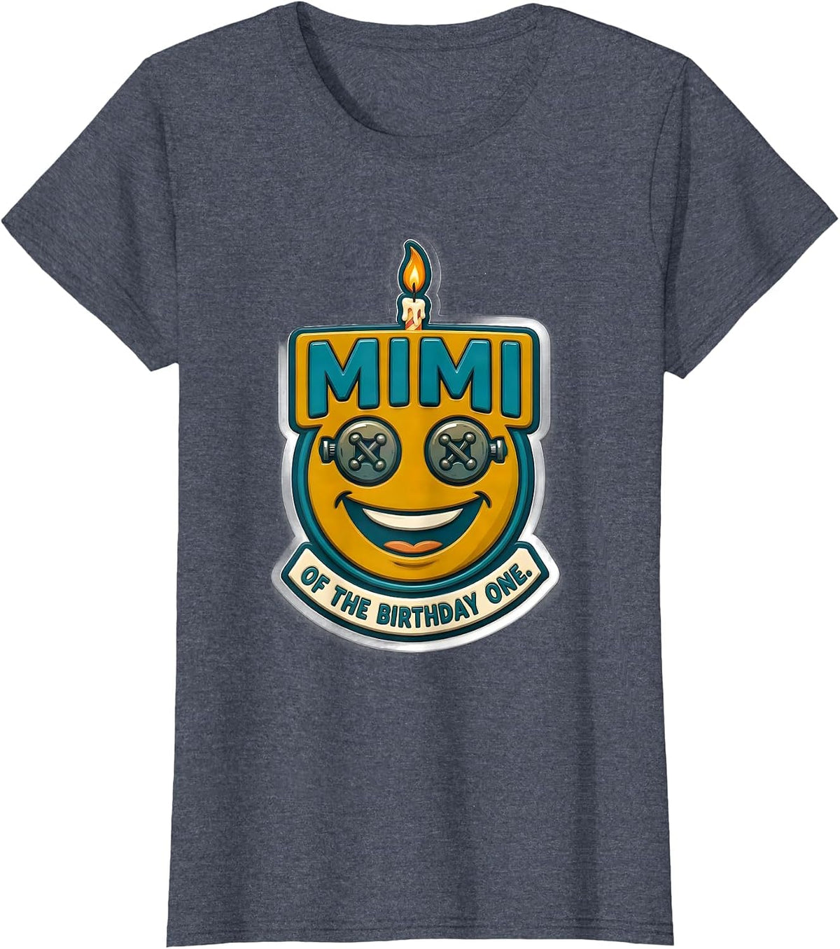 Women's Mimi Of The Birthday One Family Matching First Birthday T-Shirt - Heather Blue