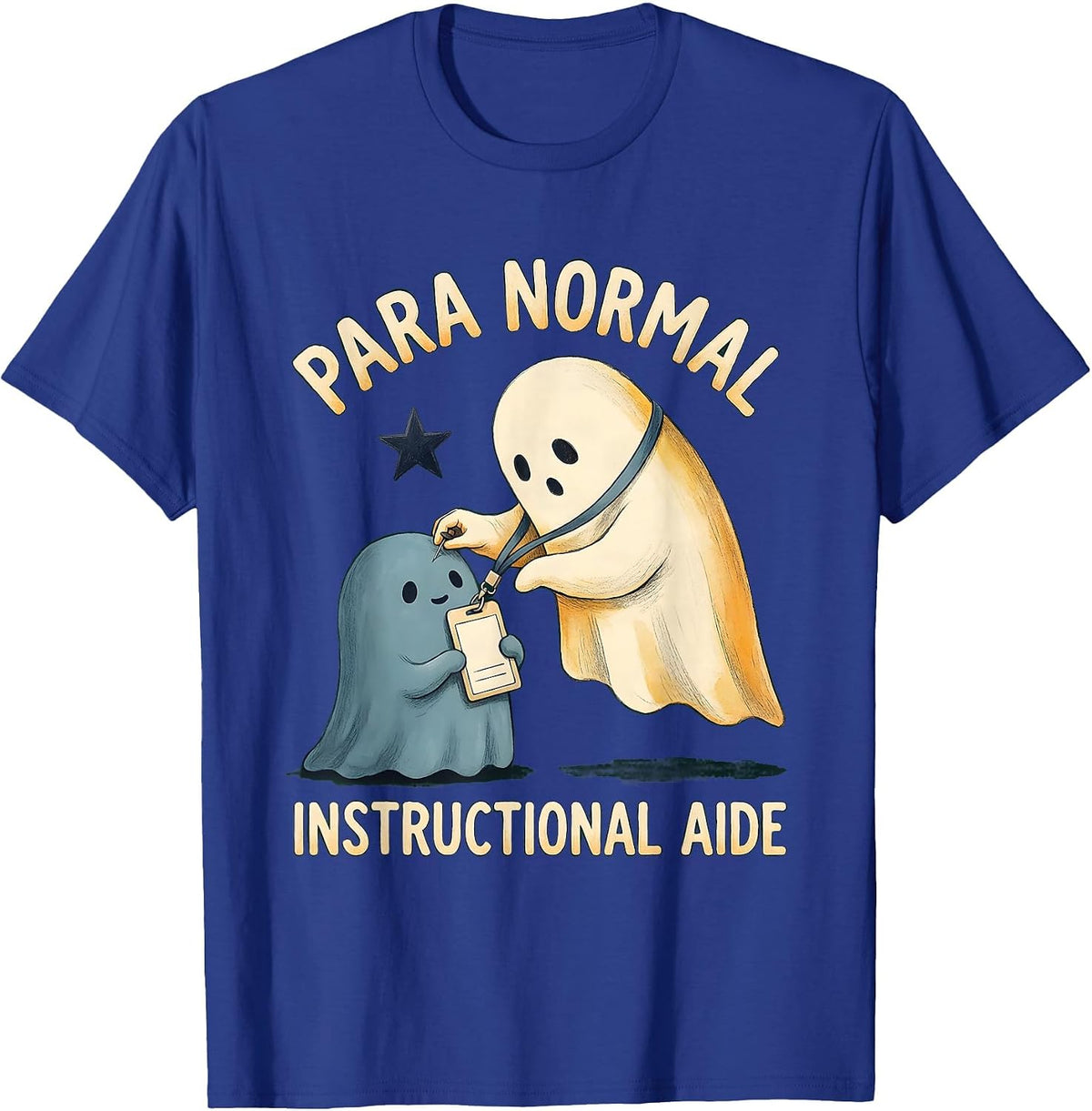 Men's Para Normal Instructional Aide Storybook Ghost Halloween T-Shirt - Royal Blue
