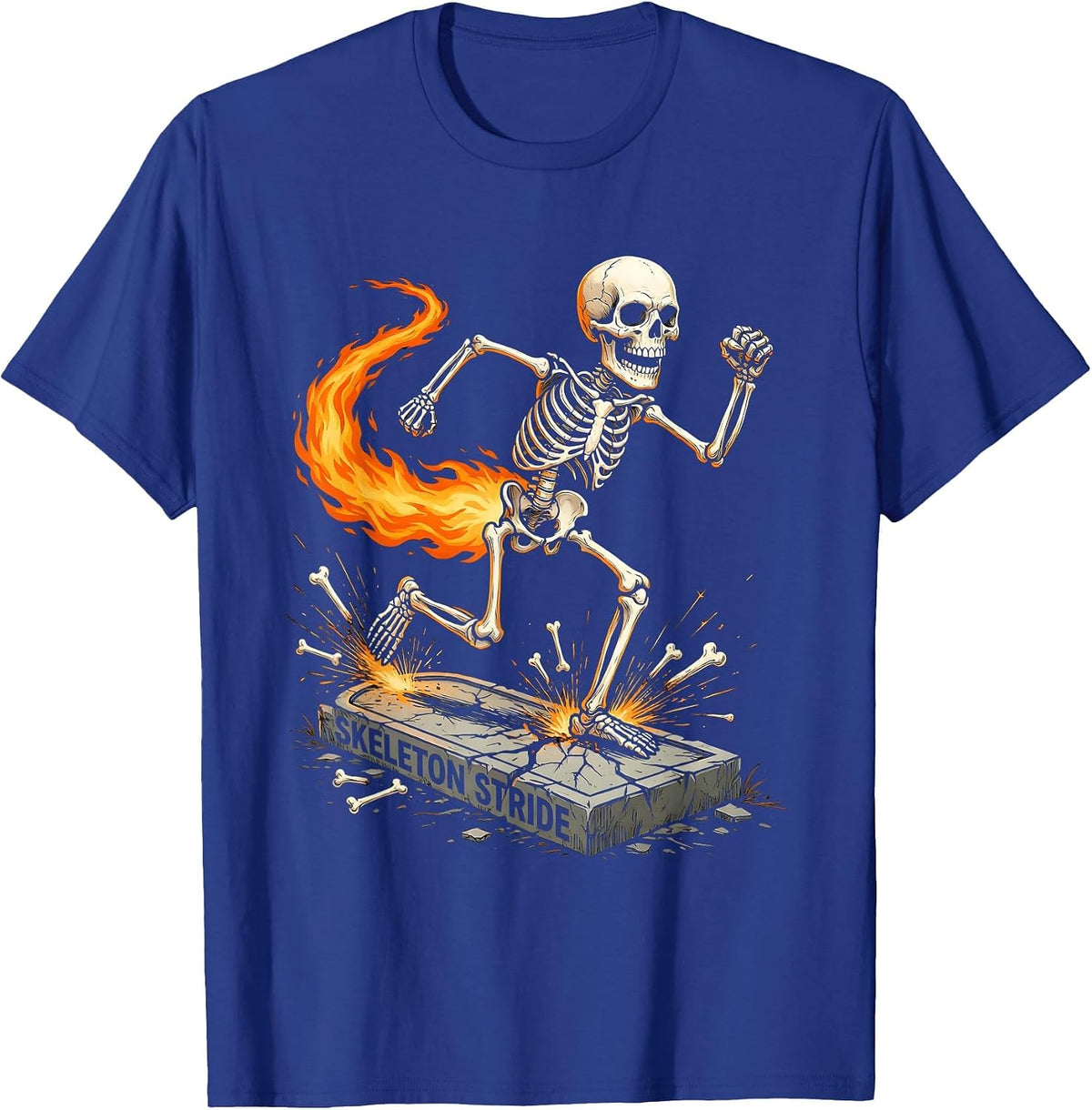Skeleton Stride Horror Halloween 5K Running Race Matching T-Shirt - Royal Blue