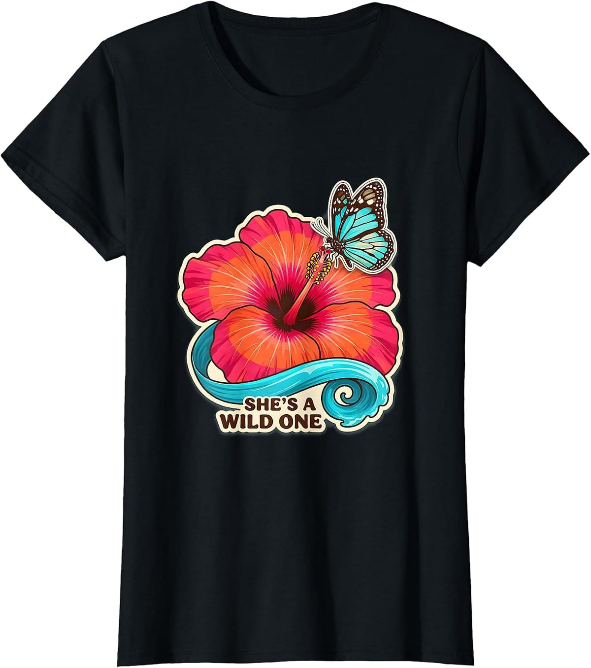 She's a Wild One Western Women Graphic Design T-Shirt - Black