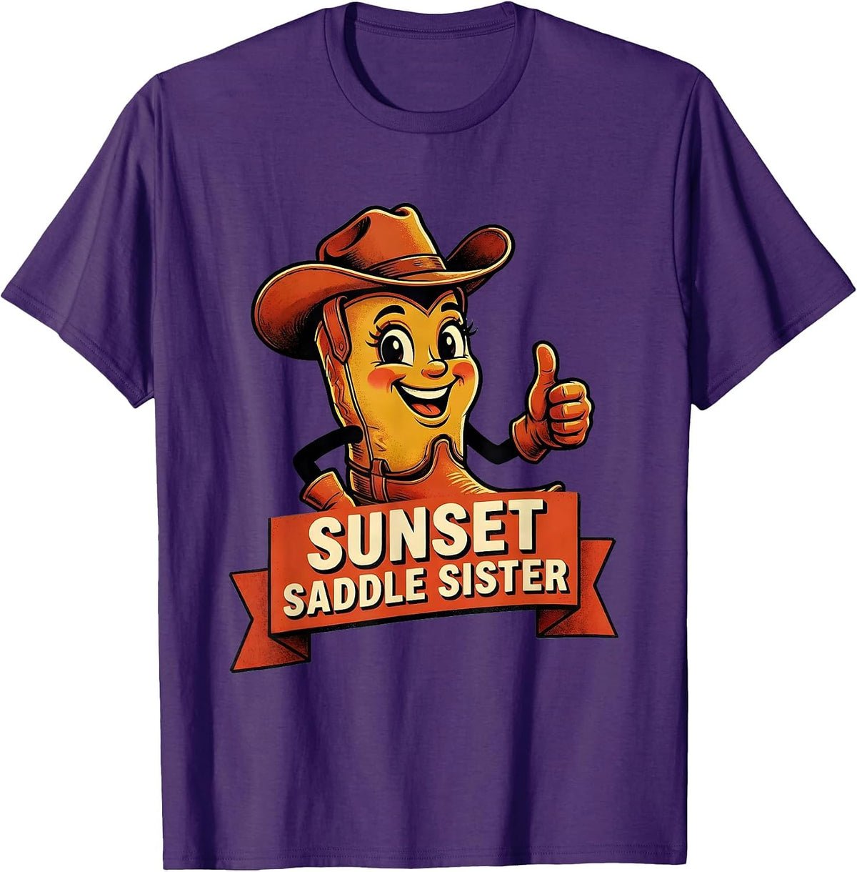 Men's Sunset Saddle Sister Cowboy Western Design T-Shirt - Purple