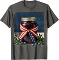 Red White and Blueberries Jam Jar Flag Ribbon T-Shirt, Men, Asphalt Grey, X-Large - As Pictured