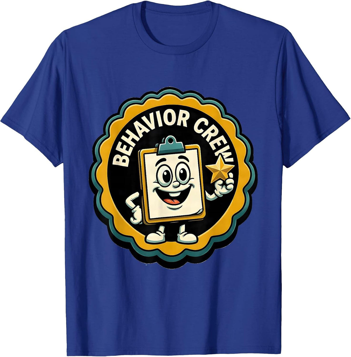Men's Behavior Crew Retro ABA RBT Therapist Behavior Analyst Humor T-Shirt - Royal Blue