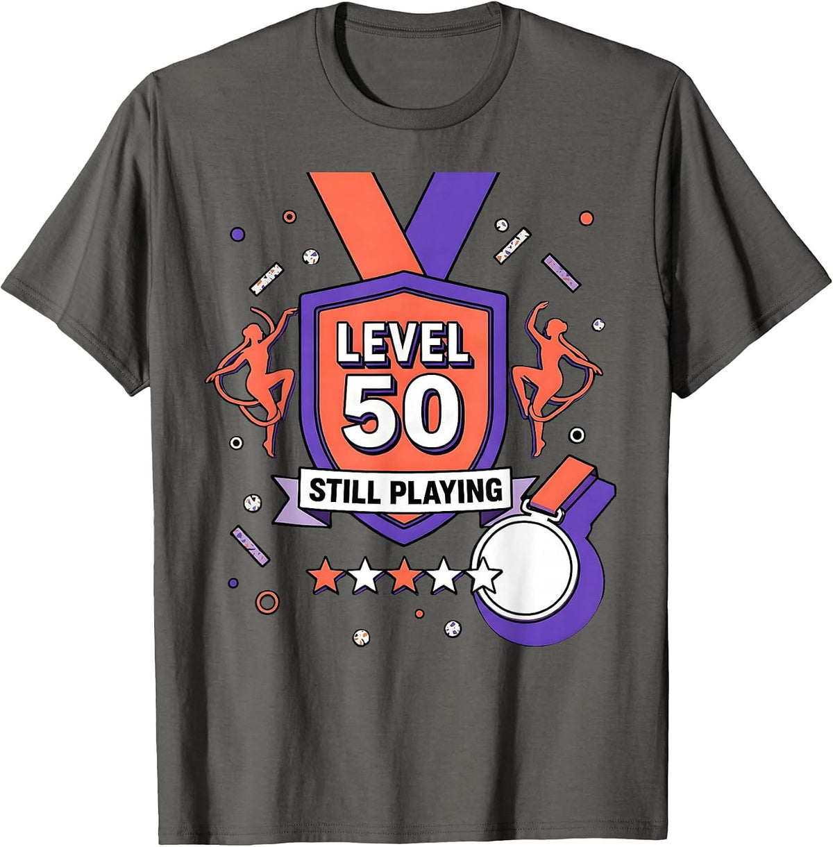 Level 50 Still Playing Funny Bachelor Party Anniversary T-Shirt - Asphalt Grey