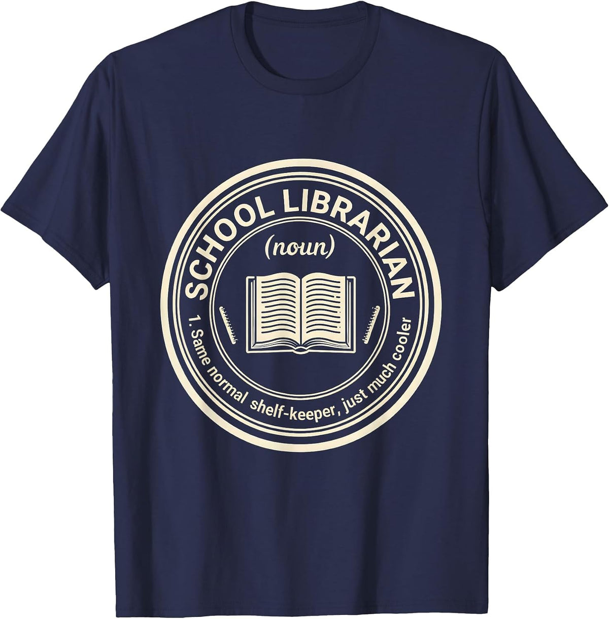 School Librarian Funny Teacher Definition First Day T-Shirt - Navy Blue