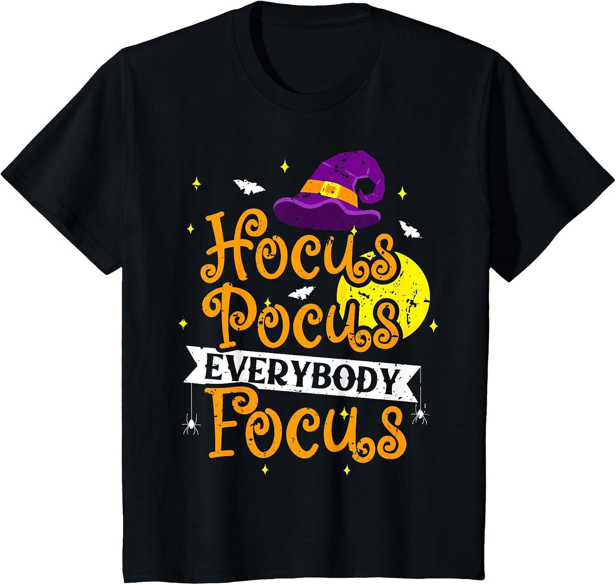 Hocus Pocus Everybody Focus Funny Halloween Teacher T-Shirt - Black