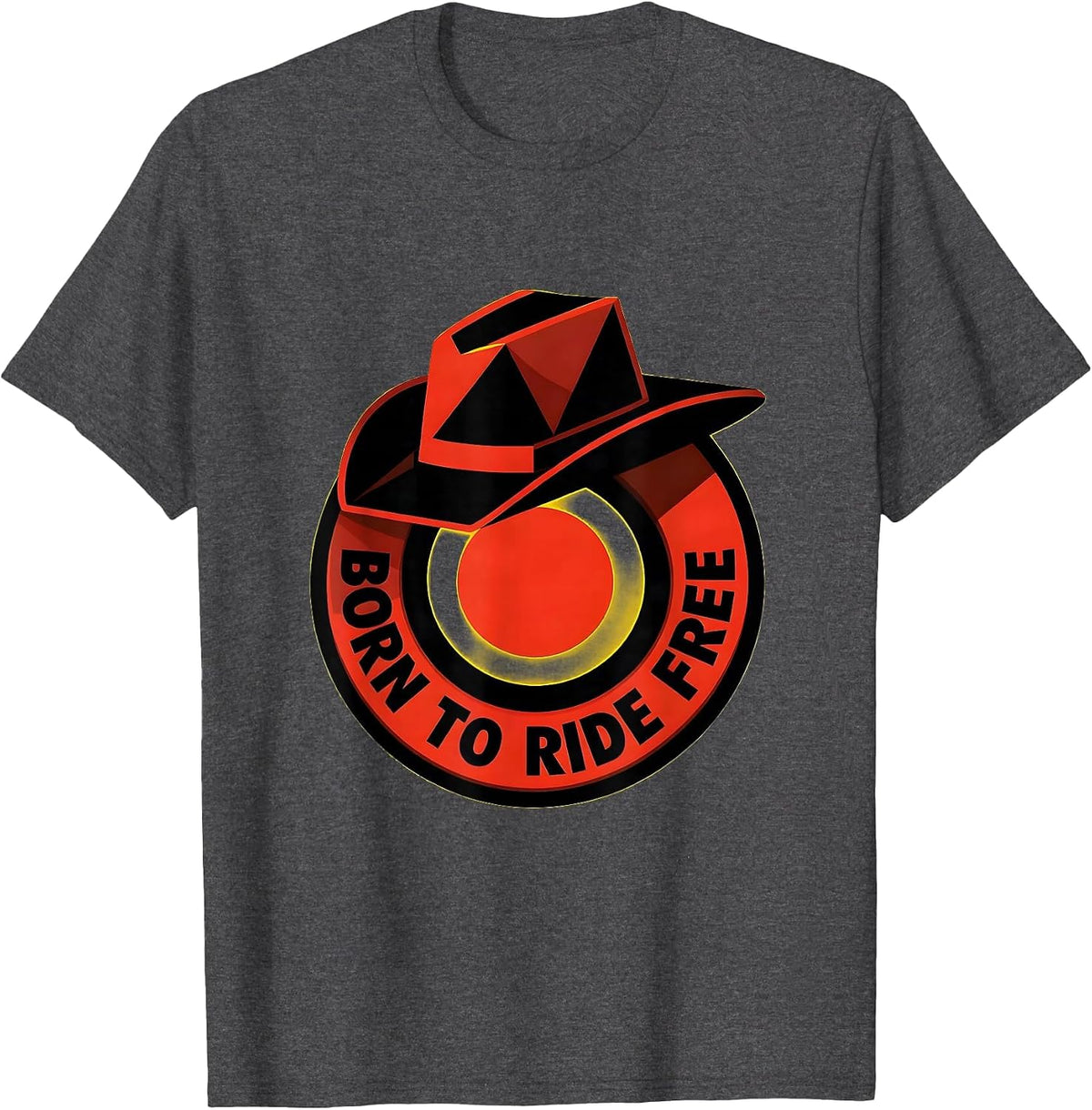 Born to Ride Free Western Spirit Design T-Shirt - Dark Heather Grey