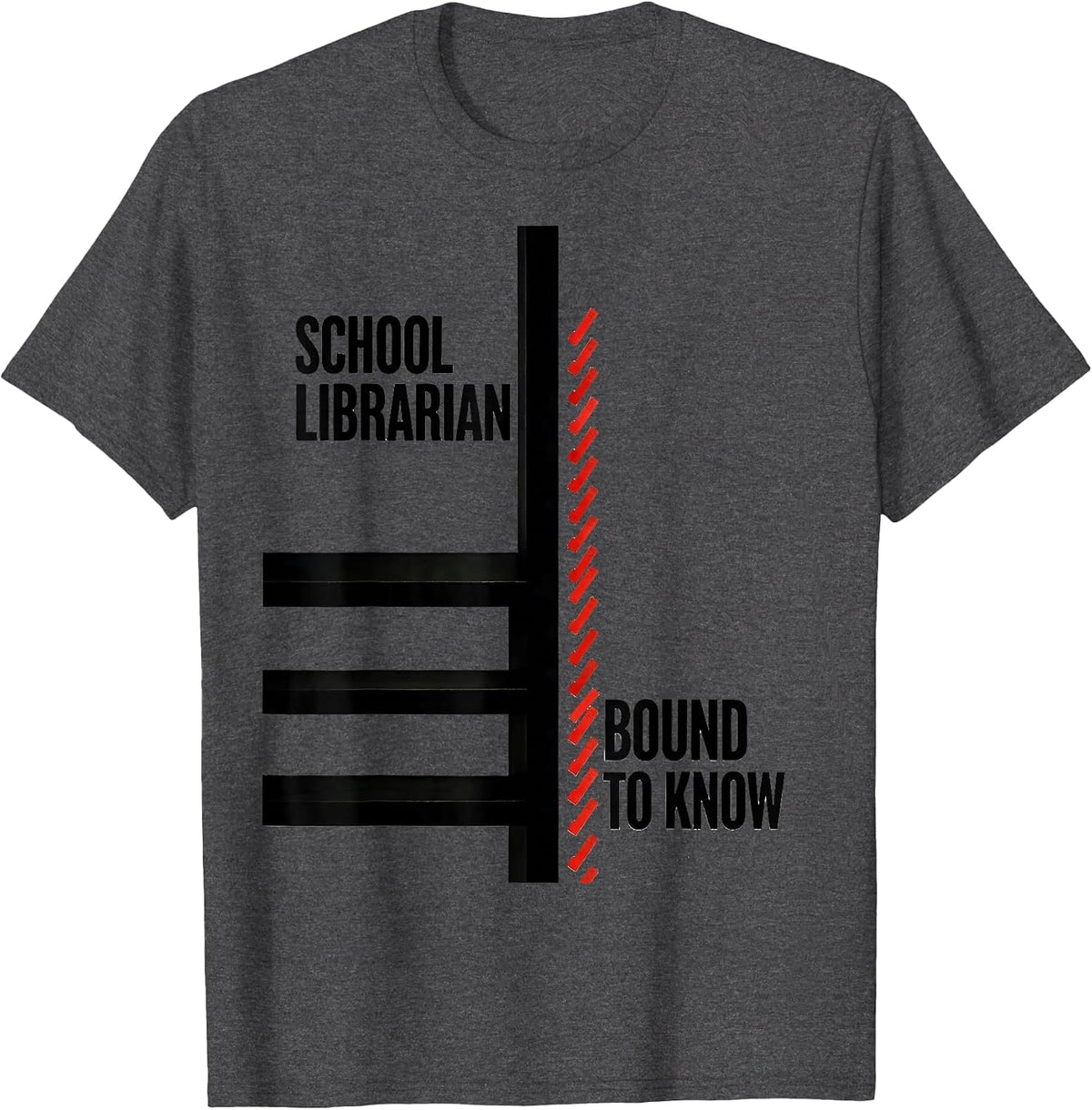 Men's School Librarian Bound To Know Minimalist Humor Book Lover T-Shirt - Dark Heather Grey