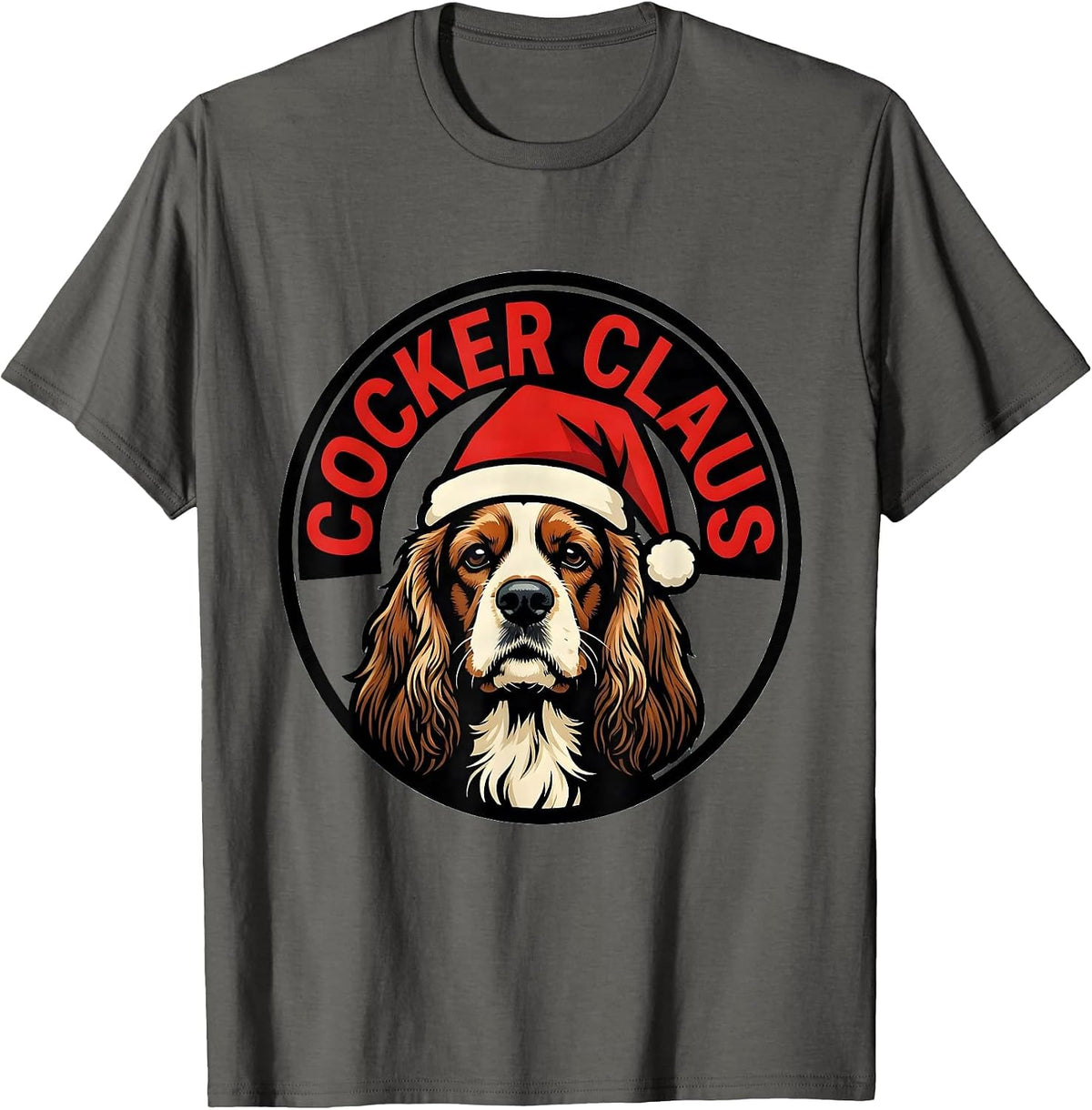 Cocker Claus Funny Christmas Dog Breed Lover Gift T-Shirt - Asphalt Grey