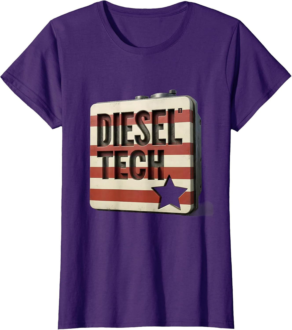 Women's Diesel Tech Patriotic Mechanic Oilfield Worker American Flag T-Shirt - Purple