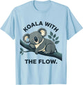 Men's Koala With The Flow Cute Koala Pun Animal Lover Humor T-Shirt - Baby Blue