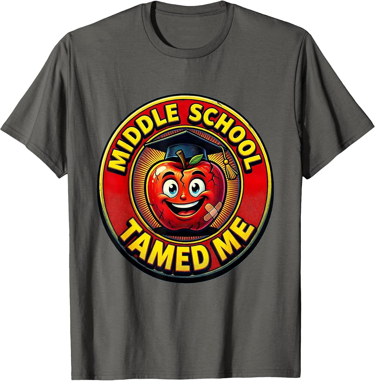 Middle School Tamed Me Teacher Design T-Shirt - Asphalt Grey