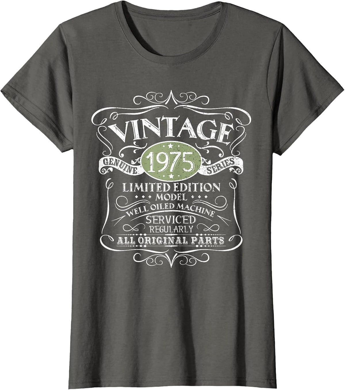 Vintage 1975 50th Birthday All Original Parts Design T-Shirt - Asphalt Grey