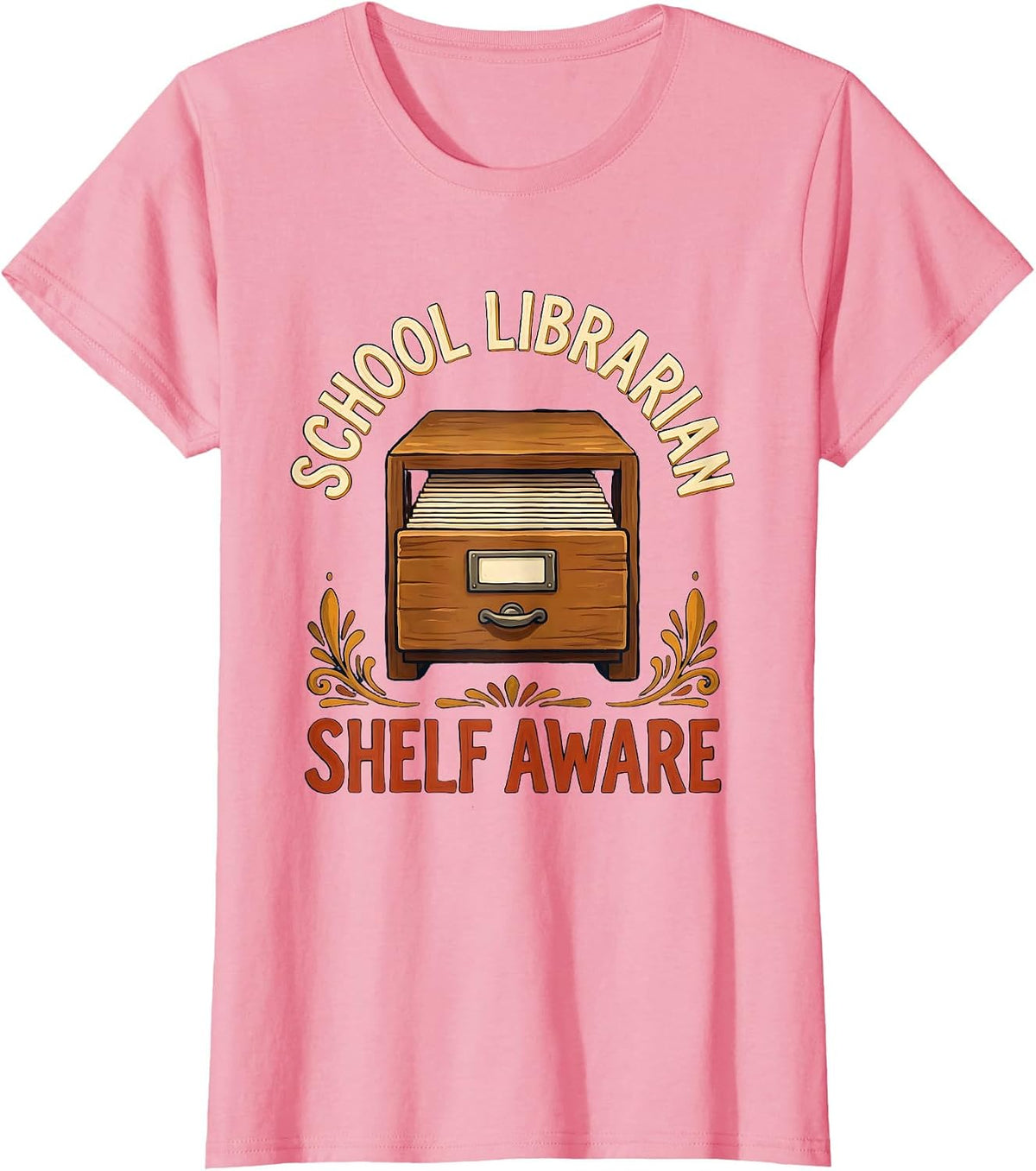 Women's School Librarian Shelf Aware Funny Book Lover Gift T-Shirt - Pink