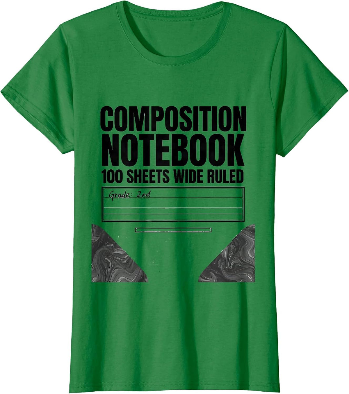 Women's Composition Notebook 100 Sheets Wide Ruled — Grade: 2nd T-Shirt - Kelly Green
