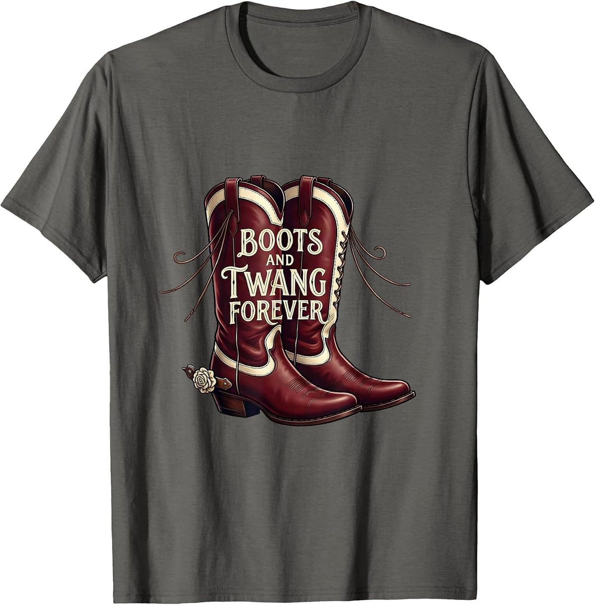 Men's Boots and Twang Forever 90s Country Design T-Shirt - Asphalt Grey