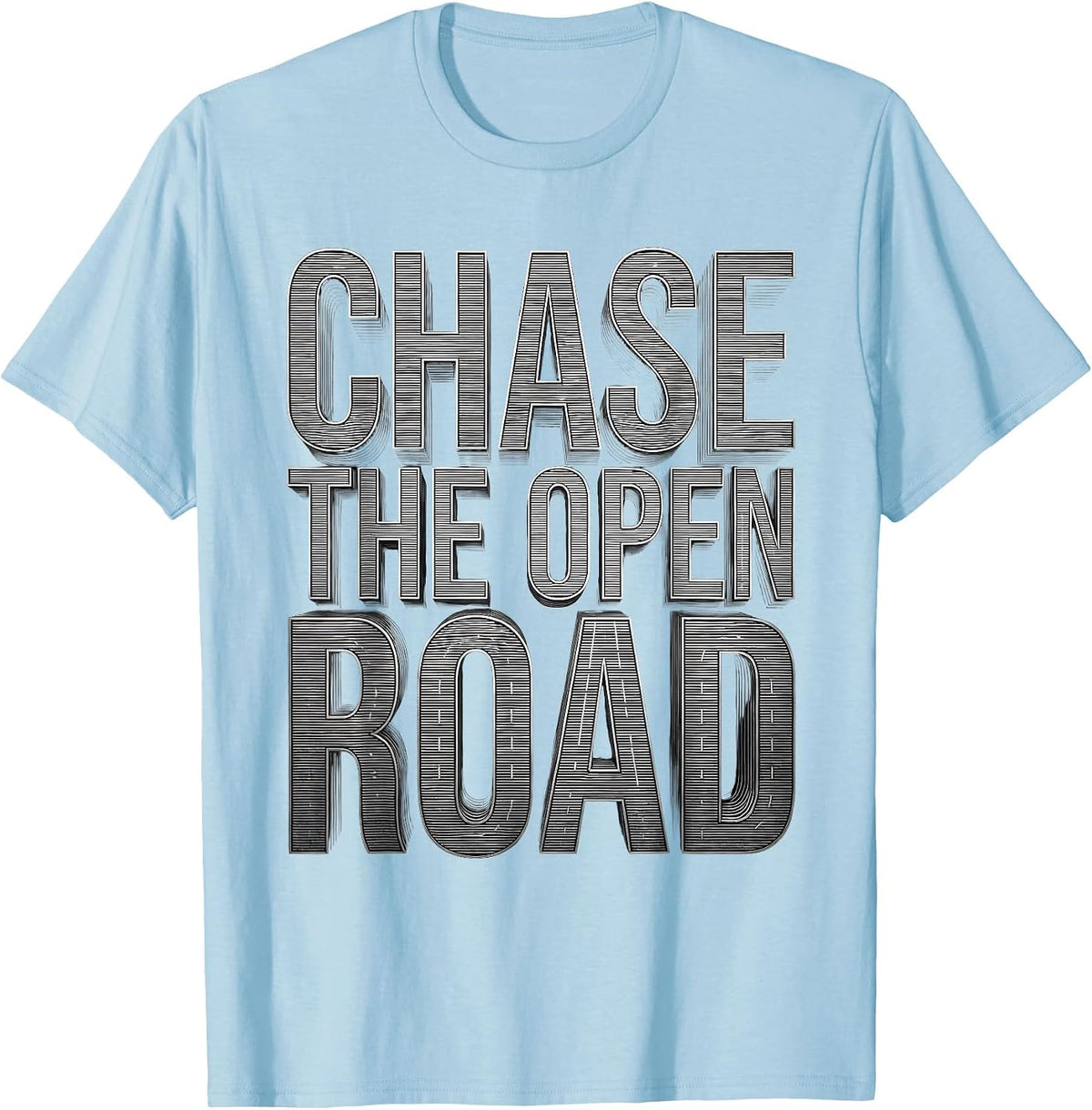 Men's Chase the Open Road Motorcycle Design T-Shirt - Baby Blue