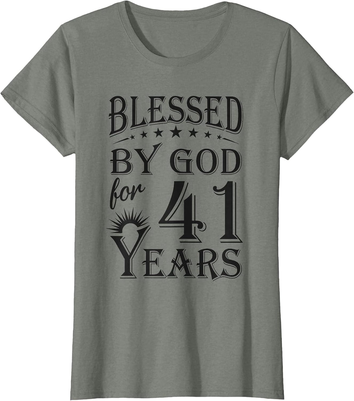 Vintage Blessed by God for 41 Years Happy 41st Birthday T-Shirt - Olive Heather