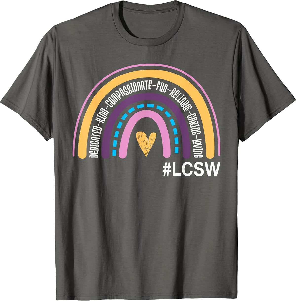Licensed Clinical Social Worker Rainbow LCSW Appreciation T-Shirt - Asphalt Grey