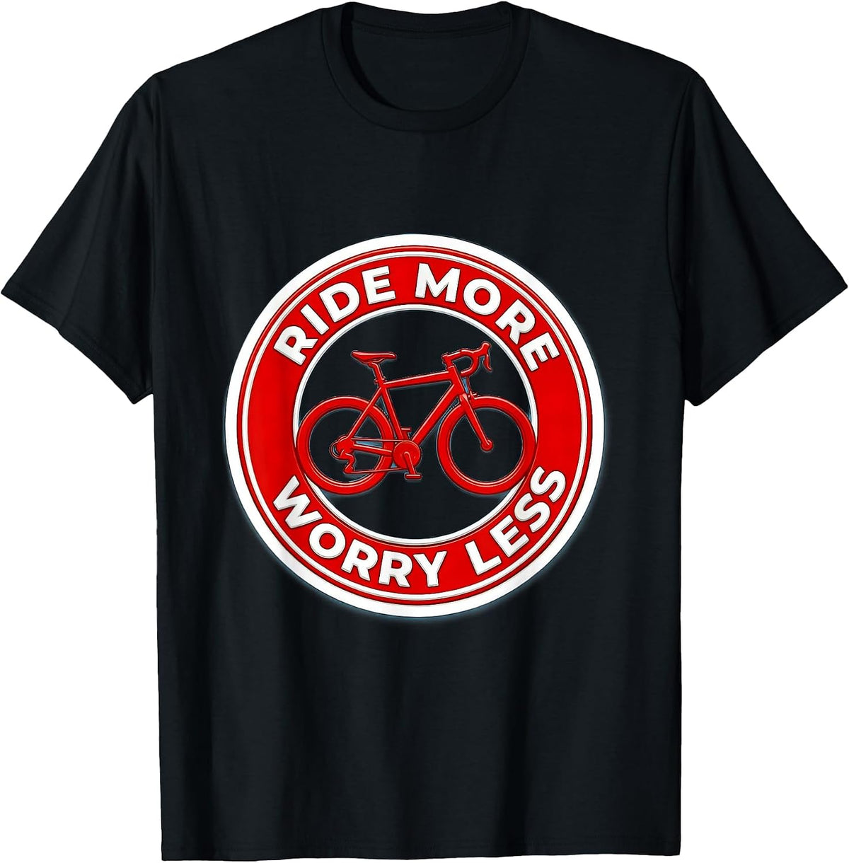 Men's Ride More Worry Less Cycling Design T-Shirt - Black