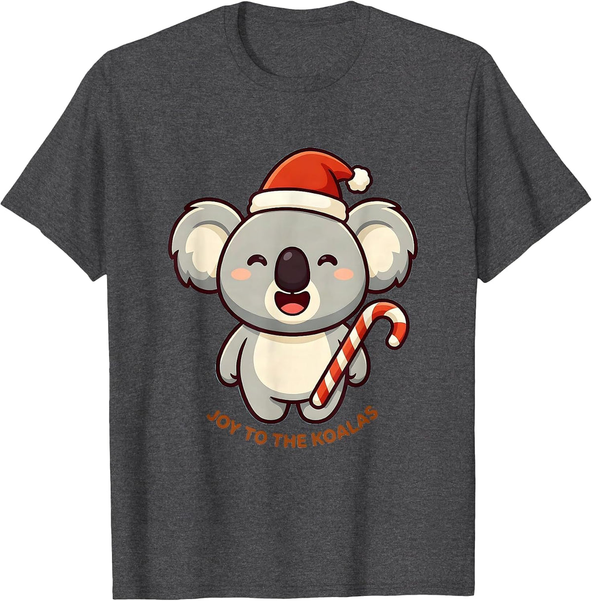 Joy To The Koalas Cute Kawaii Koala Lover Christmas Pun T-Shirt - Dark Heather Grey