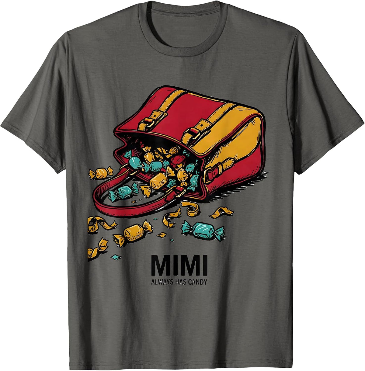 Mimi Always Has Candy Retro Groovy Mothers Day Gift T-Shirt - Asphalt Grey