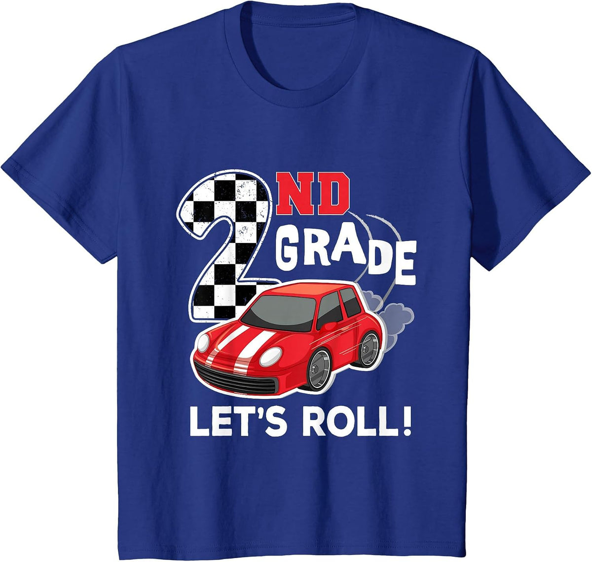 2nd Grade Second Grade First Day of School Boys Kid Race Car T-Shirt - Royal Blue