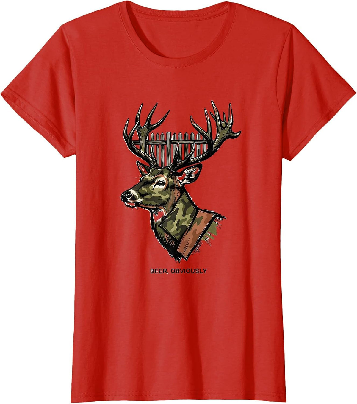 Deer Obviously Funny Hunting Camo Deer Lover Gift T-Shirt - Red