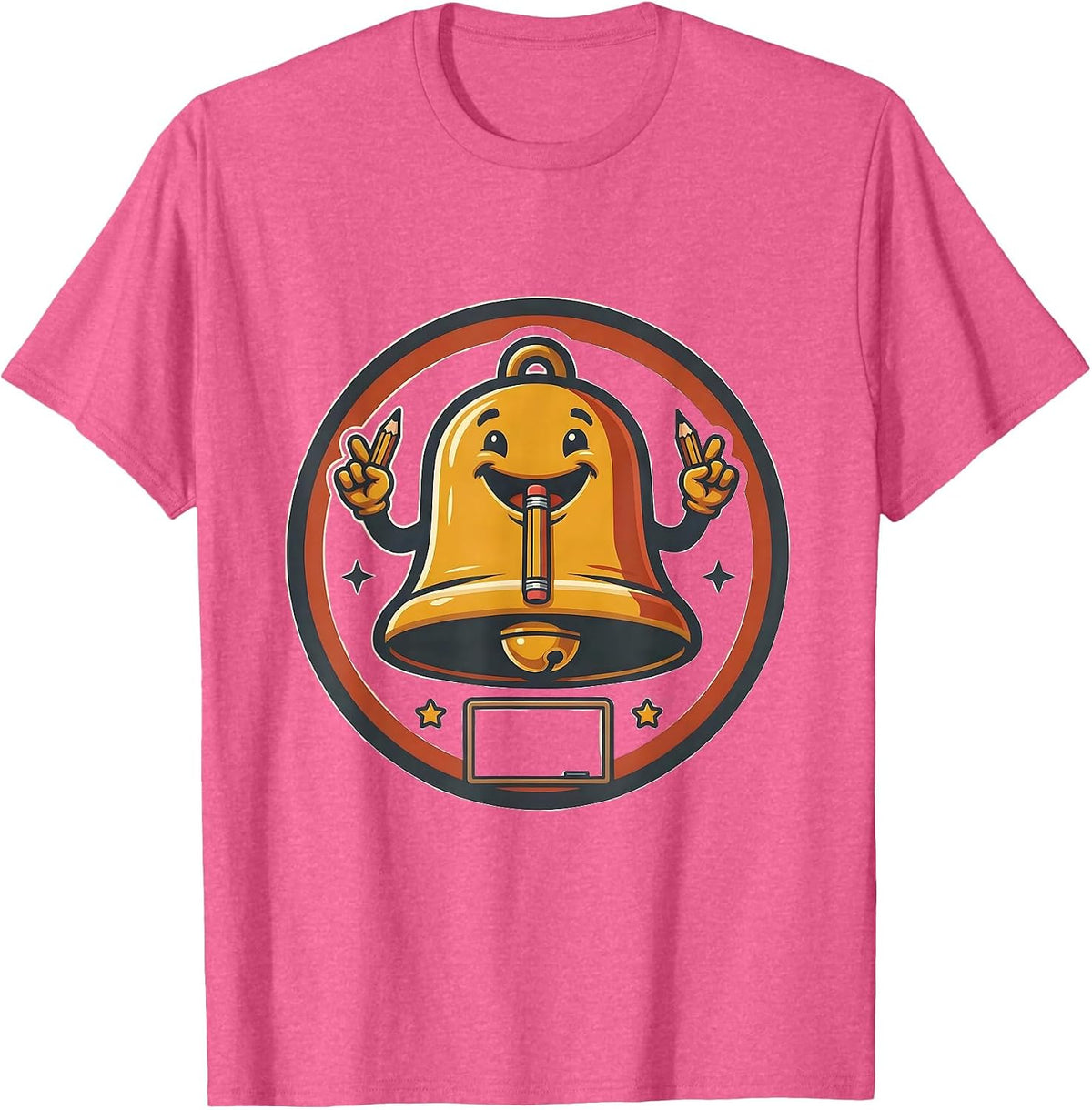 Christmas Bell Teacher Humor Classroom Mascot Logo T-Shirt - Pink Heather