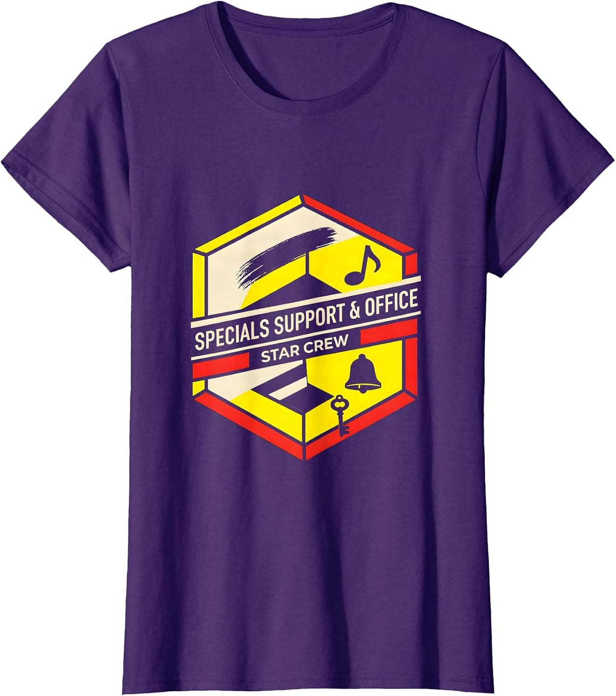Women's Specials Support Office Star Crew Teacher Appreciation Crew T-Shirt - Purple