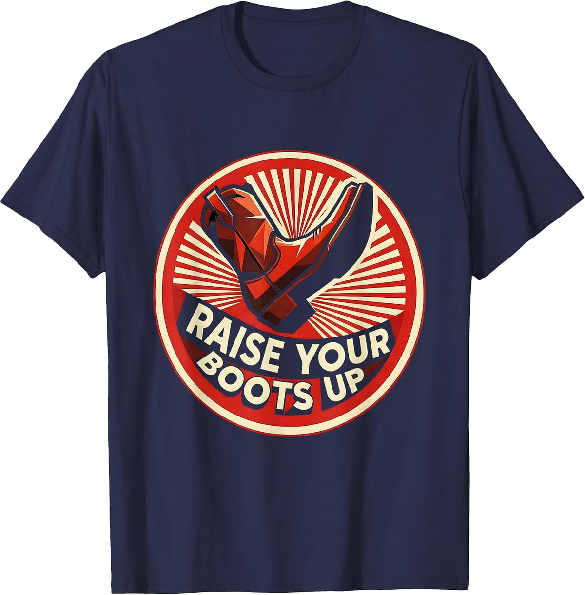 Men's Raise Your Boots Up Western Country Design T-Shirt - Navy Blue