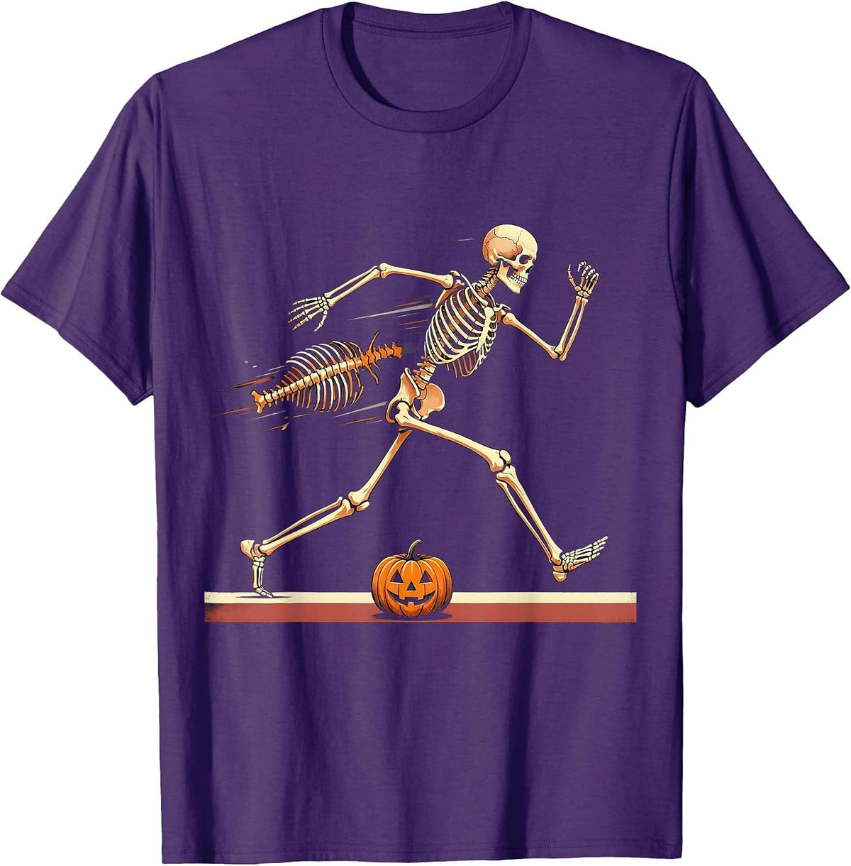 Skeletal Runner Halloween Running Club Humor T-Shirt - Purple