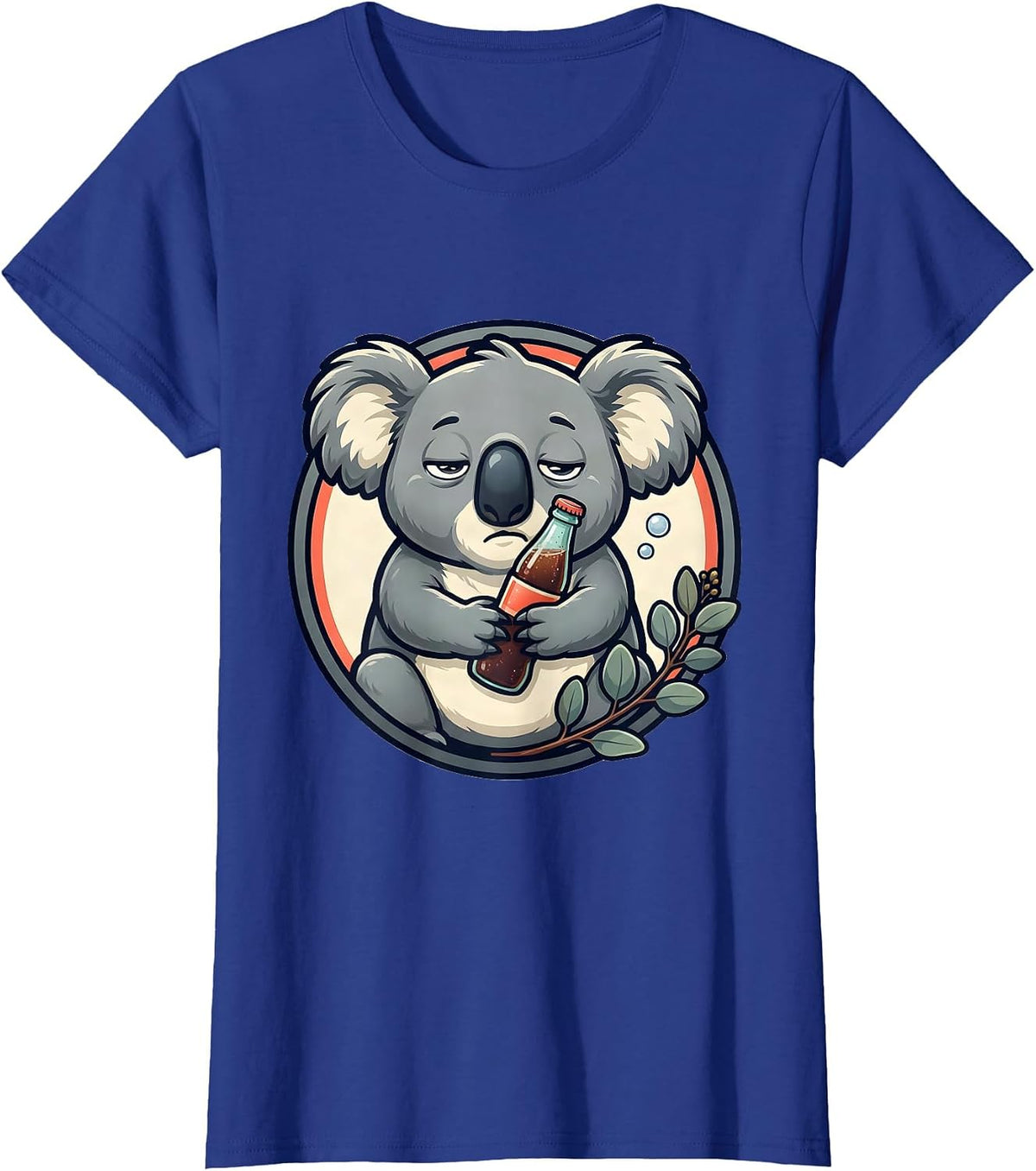 Women's Sleepy Koala Cartoon Cute Animal Lover Humor T-Shirt - Royal Blue