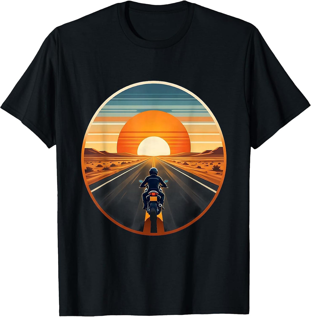 Men's Open Road Motorcycle Freedom Rider Graphic T-Shirt - Black