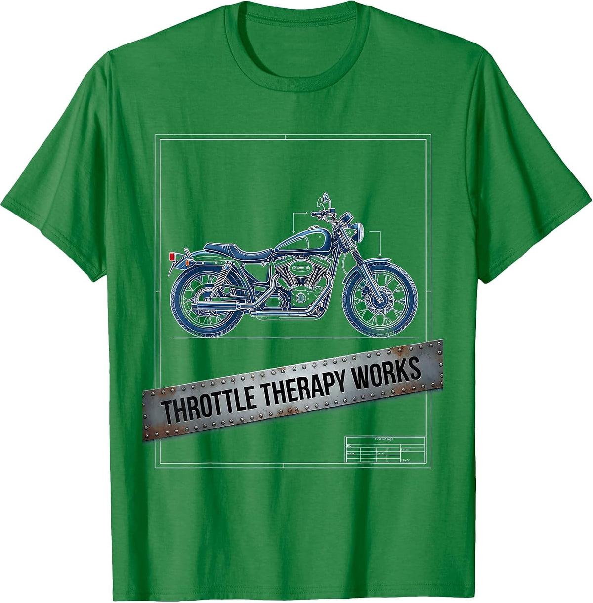 Men's Throttle Therapy Works Motorcycle Design T-Shirt - Kelly Green