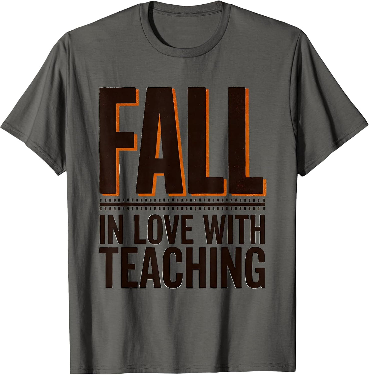 Fall In Love With Teaching Retro Teacher Fall Pride T-Shirt - Asphalt Grey