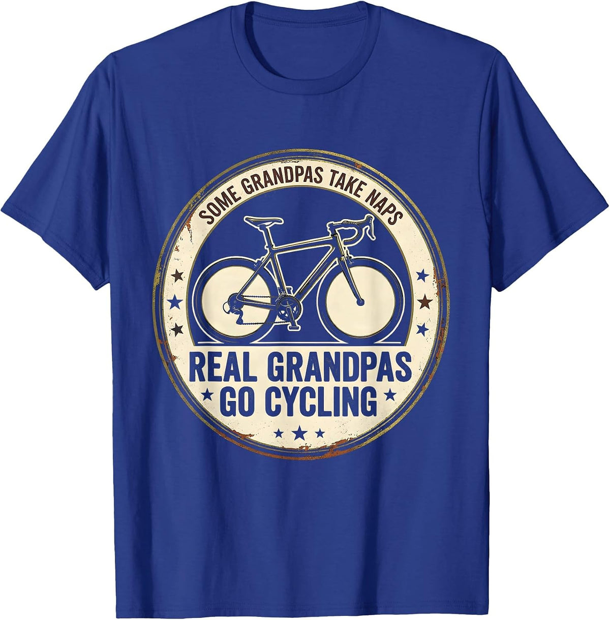 Some Grandpas Take Naps Real Grandpas Go Cycling Vintage T-Shirt - Royal Blue