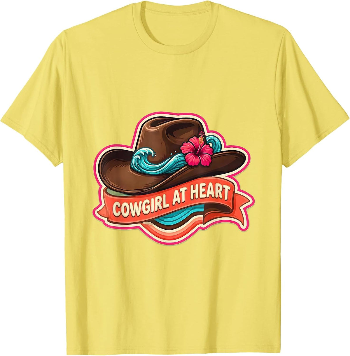 Men's Cowgirl At Heart Western Spirit Design T-Shirt - Lemon Yellow