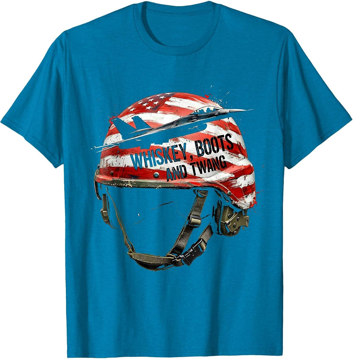 Whiskey Boots and Twang 90s Country Design T-Shirt - Sapphire Blue
