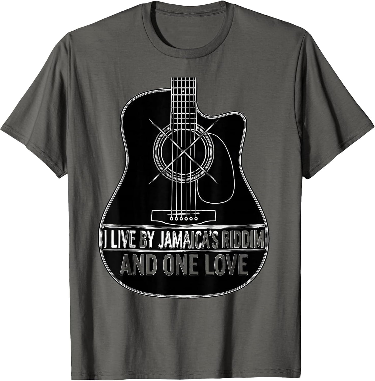 Men's I Live By Jamaica's Riddim And One Love Jamaican Pride T-Shirt - Asphalt Grey