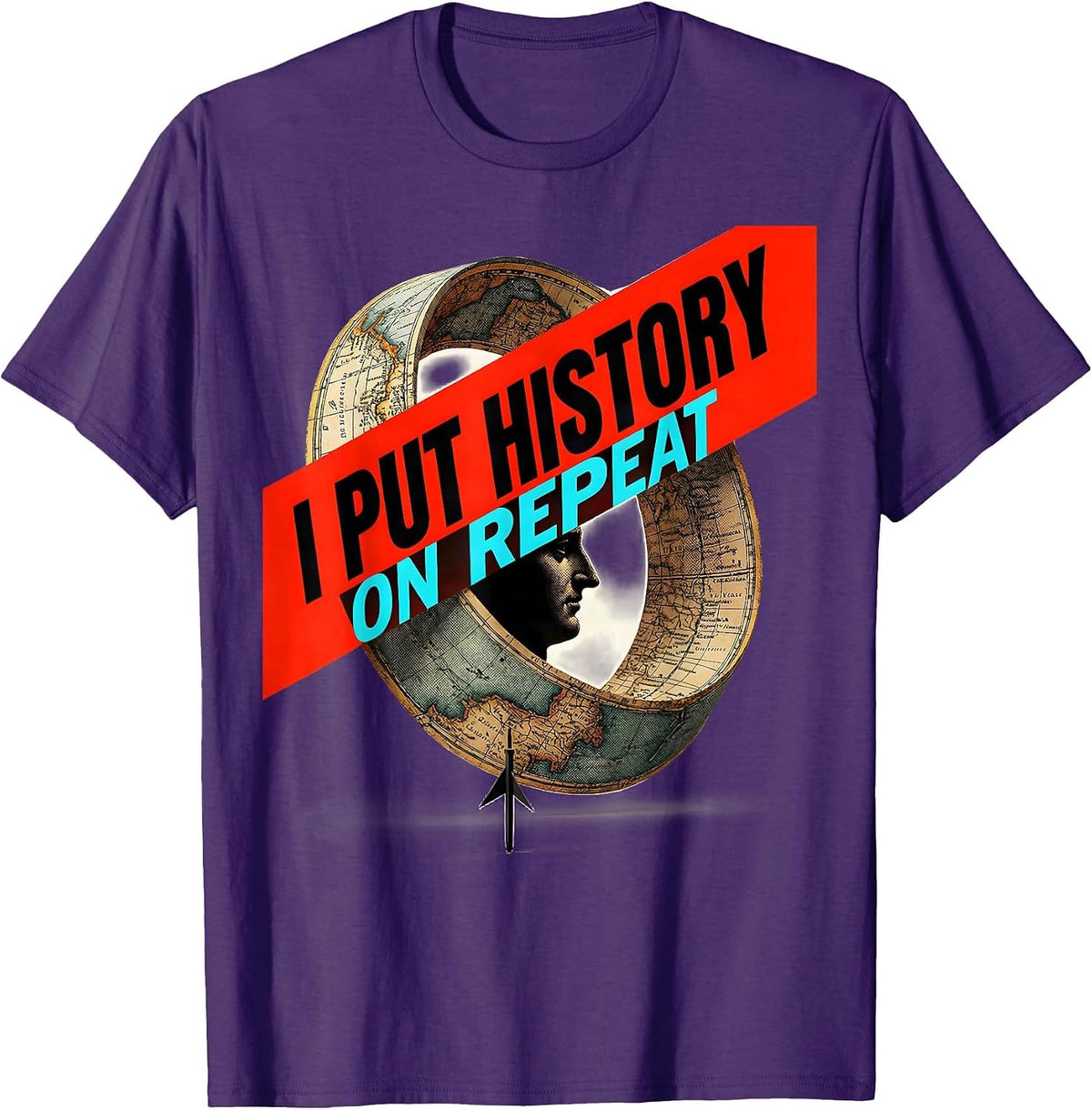 Men's I Put History On Repeat Funny History Teacher Back To School T-Shirt - Purple