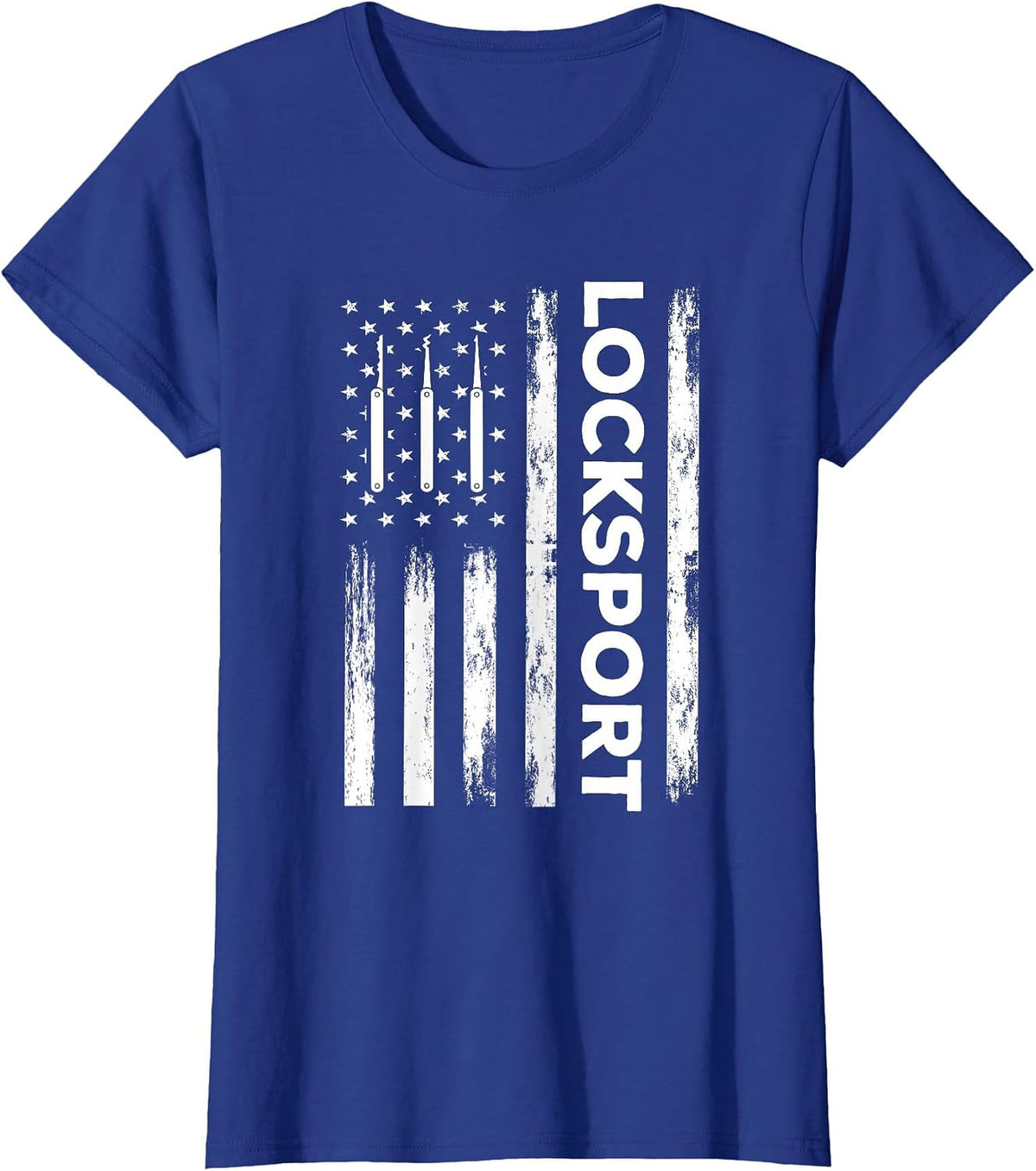 USA Locksport Design for Locksmith Locksmithing USA Flag T-Shirt - Royal Blue