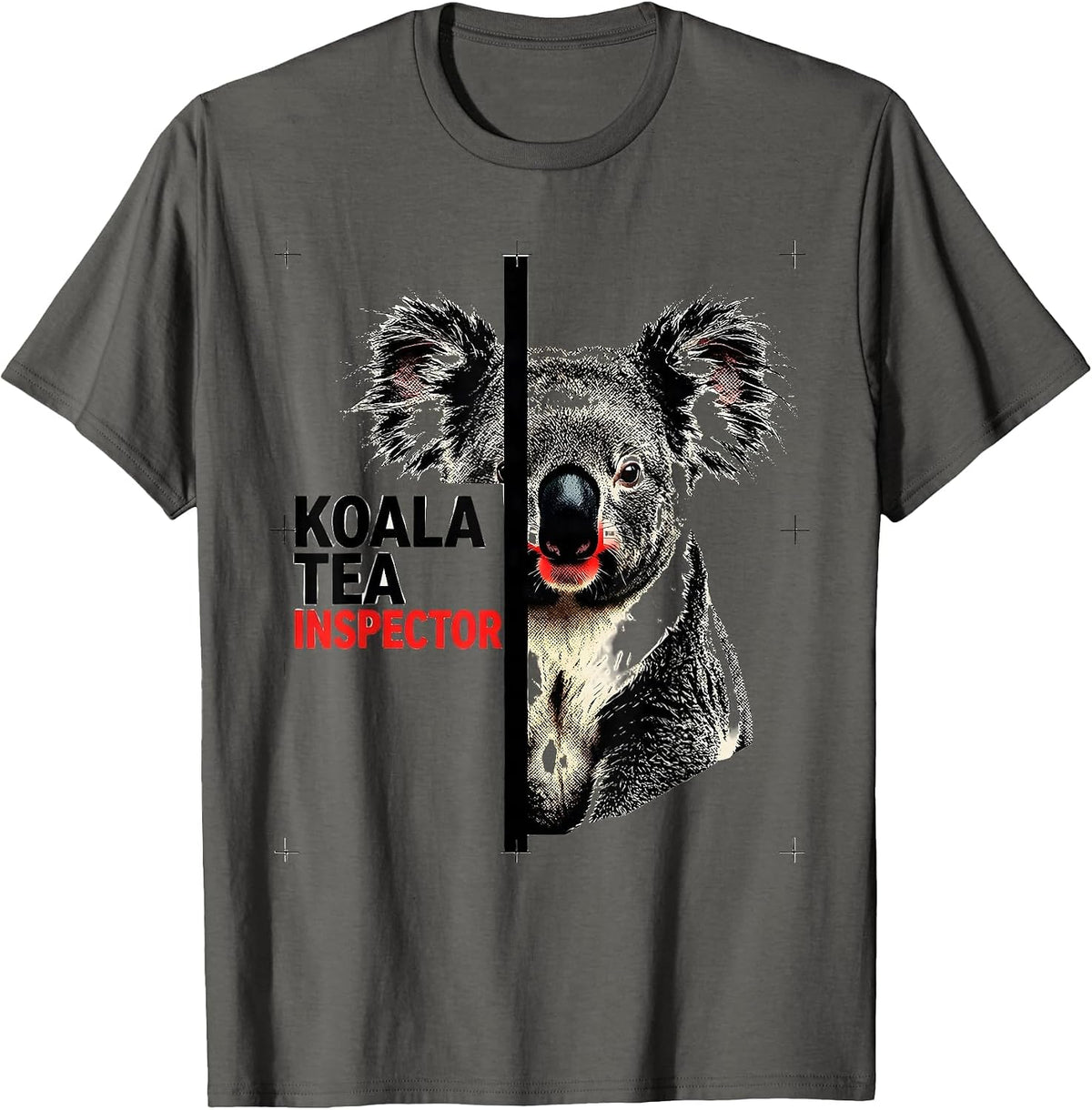 Men's Koala Tea Inspector Funny Koala Lover Animal Pun Humor T-Shirt - Asphalt Grey