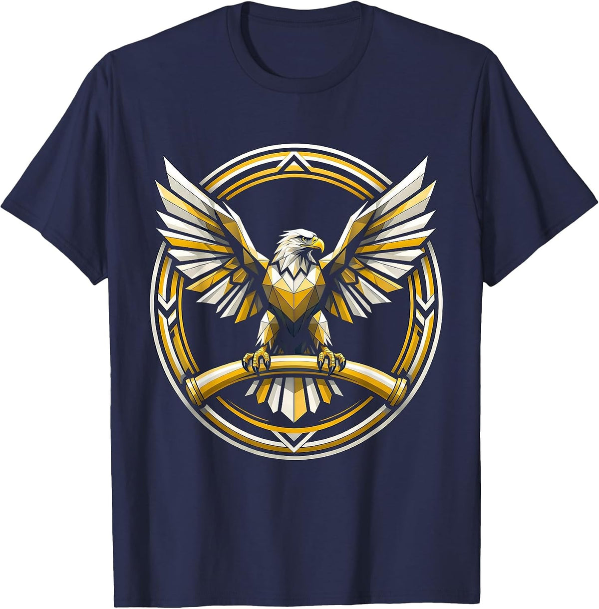 Men's Eagle on Chrome Handlebar Motorcycle Graphic T-Shirt - Navy Blue