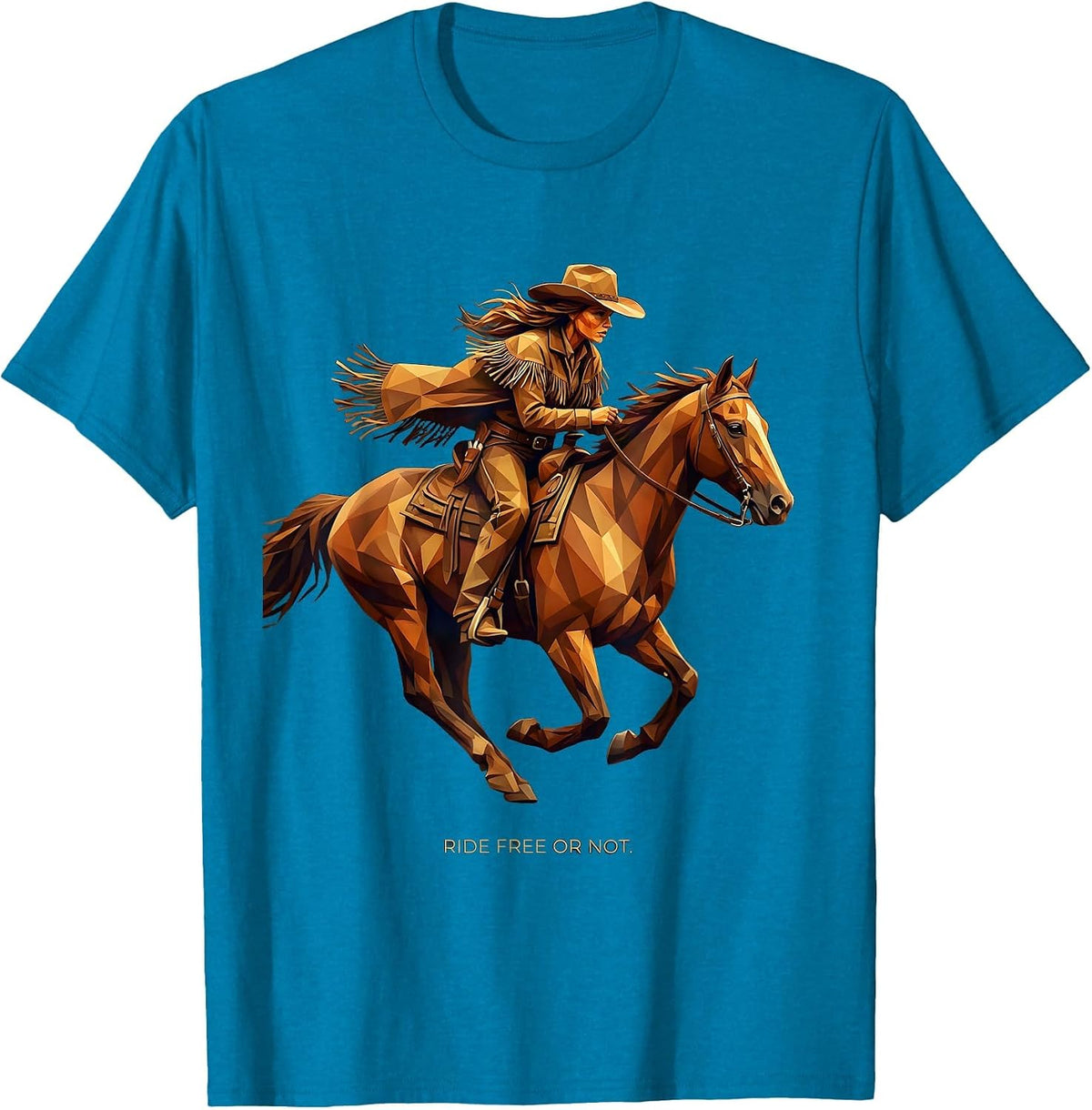 Ride Free or Not Western Women Graphic Design T-Shirt - Sapphire Blue
