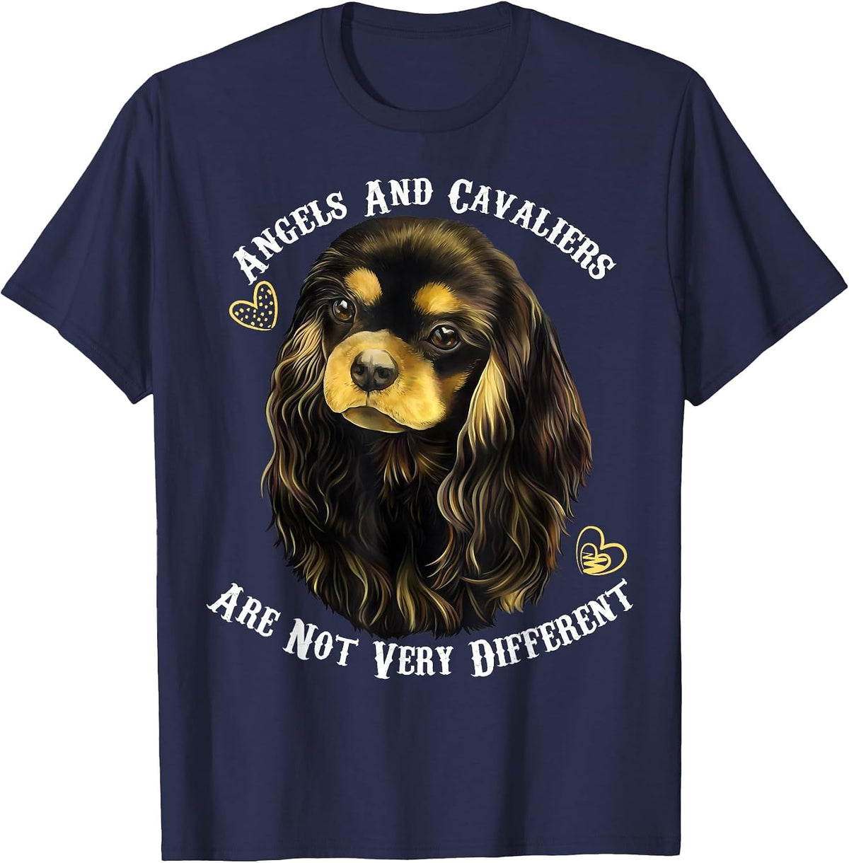 Black and Tan, Cavalier King Charles Spaniel T-Shirt - Navy Blue