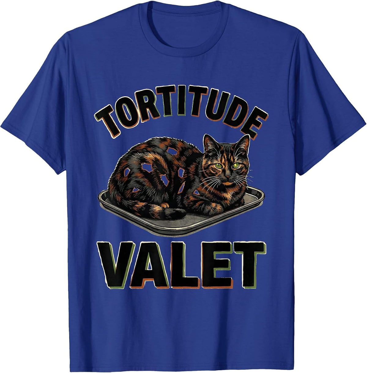 Men's Tortitude Valet Tortoiseshell Cat Owner Tortie Cat Lover T-Shirt - Royal Blue