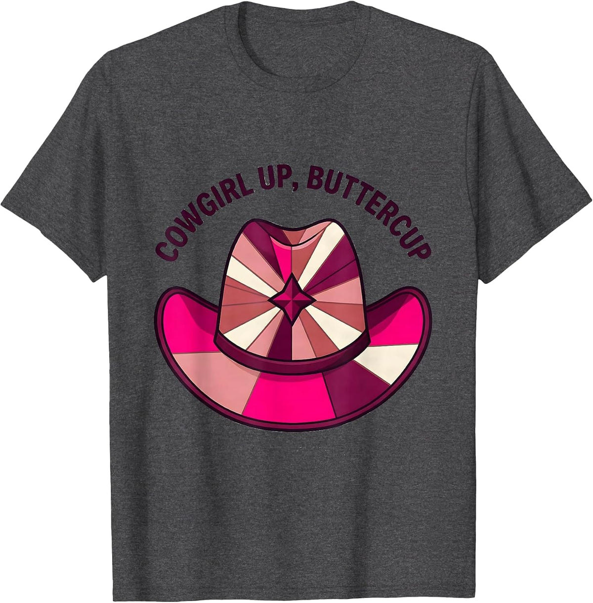 Cowgirl Up Buttercup Pink Western Design T-Shirt - Dark Heather Grey