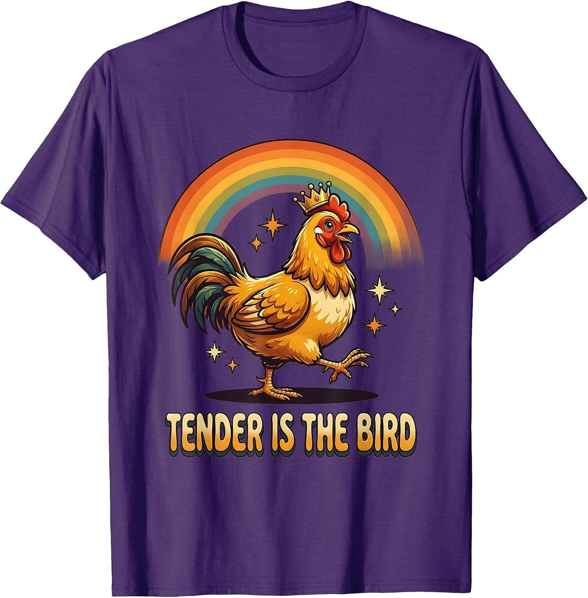 Tender Is The Bird Retro Chicken Design T-Shirt - Purple